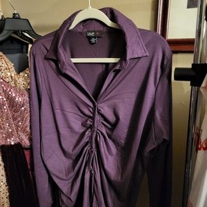 Egplant colored ladies top with buttons